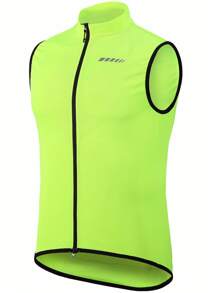 Qualicos Men's Reflective Running Cycling Vest, Sleeveless Bicycle Jersey - Yellow - View 5