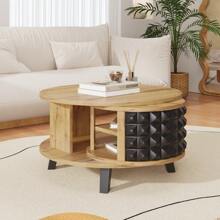 LITZEE Couchtisch, Drehtisch, Beistelltisch mit versteckter interner Ablage