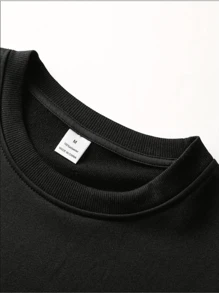"Ecko Rhinoceros Round Neck Sweatshirt StreetWear Crewneck Cold Minimalist Print Flannel Reinforced Collar Cold Weather Blouse Winter Coat" - Black - View 6