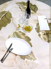 4pcs- 3D Touch Gold Leaf Shaped Place Mats, Tropical Leaves, Vinyl Tablemats Plastic Table Mats For Holiday Wedding Dining Table Decoration, Suitable For Table Centerpiece Wedding Gold Placemats Birthday New Year Tabletop Decoration - Golden Leaves - View 9
