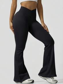 Women's Fashion Cross Waist Yoga Pants, Peach Butt Outdoor Hiking Sports Leggings