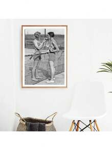 1 件网球海报帆布艺术印刷女性复古摄影画黑白图片家居女孩房间墙壁艺术装饰无框架 - 彩色 - 查看 5