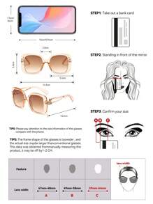 复古方形大框塑料时尚太阳镜，经典设计，适合户外旅行海滩度假休闲装，驾驶防紫外线时尚遮阳优雅装扮家庭出游旅行度假，适合夏季海滩度假、户外、旅行 - 香檳色 - 查看 5