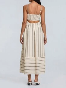 Women's Summer Casual Spaghetti Strap Long Dress Sleeveless Stripes Print Flowy Dress Midi Slip Dress Beach Vacation Sundress