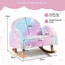 Upholstered Kids Rocking Chair Comfy Armchair Sofa With Luminous Effect & High-Density Sponge Cushion - Multicolor - View 3