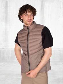 Reversible Quilted Vest Functional Pockets On Both Sides - Black - View 2