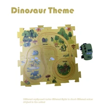 5件车形拼图轨道车玩具套装，可互换拼图板和轨道车组合，塑料地板拼图赛车，儿童汽车轨道玩具，蒙特梭利车辆拼图玩具，3岁以上男孩生日礼物，包含海洋、太空和恐龙拼图轨道车玩具，配件颜色随机，不含螺丝刀和电池