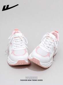 WARRIOR 女式 1 双系带设计白色厚底运动鞋，低帮休闲鞋，适合户外/夏季，透气轻便滑板风格时尚舒适帆布运动鞋