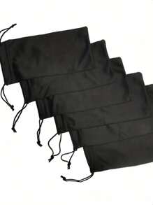 1-100 chiếc Túi đựng kính, Túi đựng kính mắt thông thường có khóa rút, Túi đựng kính chống bụi Phụ kiện kính cho phụ nữ khi trở lại trường - màu đen - Xem 2