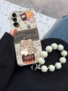 1 ốp lưng điện thoại TPU màu trắng họa tiết gấu và thỏ dễ thương chống sốc và 1 dây đeo điện thoại hình quả cầu lông màu trắng, tương thích với điện thoại thông minh /Android - Tương thích với iPhone 16 Pro Max, A14, A54, A52, A31 4G, A23, Tương thích với Redmi Note 8 Pro, 11 Pro 4G, 12 4G, Tương thích với OPPO A54 - Nhiều màu - Xem 1