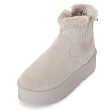 READYSALTED Women's Fuzzy Plush Lined Comfort Warm Outdoor Boots Ladies Anti Slip Ankle Walking Fashion Platform Snow Boot - Mocha Brown - View 2