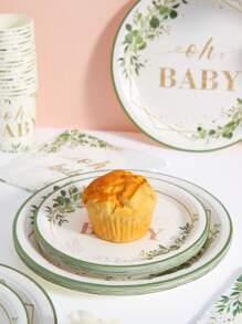 Bộ 25 chiếc đĩa, khăn ăn và cốc dùng một lần thiết kế hình cây xanh, thích hợp cho tiệc sinh nhật, dã ngoại gia đình - Nhiều màu - Xem 4