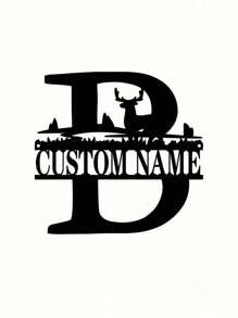 An Iron Wrought Custom Flower Last Name Logo Last Name Logo Personalized Metal Outdoor Men's Split Monogram Split Logo Family Valentine's Day Gift Housewarming Gift Father's Day Independence Day Party Summer Graduation School Season Decorations Gifts Birthday