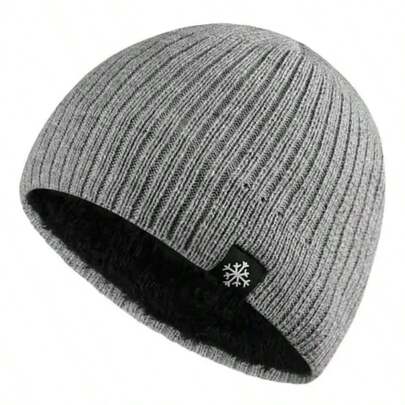 Winter Outdoor Cold-Proof And Warm Thermal Lined Thick Edgeless Unisex Knitted Snowflake Hats