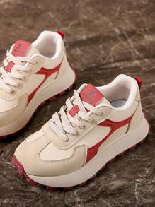 New Fashion Versatile Sports Shoes For Women, Cute, Elegant, Glamorous, Vintage, Resort Style, Casual Sports Shoes, Outdoor Hiking/Running, Personalized Versatile Sports Shoes, Anti-Slip, Lightweight, Breathable, Fashionable Sports Casual Style, Chic, Comfortable, Fashionable Athletic Shoes For Women - Red - View 7