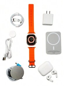 KIT DE CARGA compatible con iPhone, APPLE WATCH, AIRPODS, 7 PZ - Blanco - Ver 1