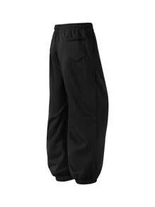 2-Pack Men's Solid Color Casual Sports Pants, Jogging Exercise Men's Leggings, Waist Drawstring Adjustment, Outdoor Travel All-Match Casual Pants - 黑色+黑色 - 查看 4