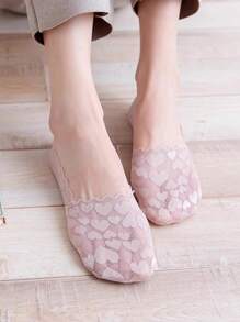 5 双女士袜子黑色粉色花朵新款踝袜春夏季船形蕾丝隐形薄款女童短袜 - 彩色 - 查看 4