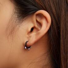 bamoer 1 件 925 纯银可爱黑粉色猫耳圈耳环女式迷你可爱宠物爪耳钉夹女孩生日珠宝礼物