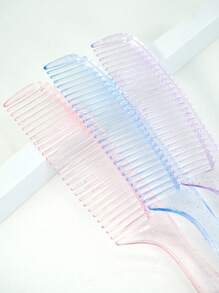 1件/2件/3件 隨機透明水晶亮面手柄髮梳，平梳，男女適用，乾濕兩用，護髮，送給女孩的禮物 - 彩色 - 查看 6