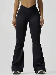 Women's Fashion Cross Waist Yoga Pants, Peach Butt Outdoor Hiking Sports Leggings