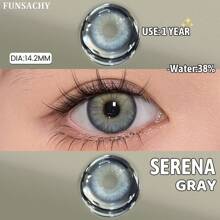 FUNSACHY 1 对 SERENA 天然彩色隐形眼镜蓝色眼部隐形眼镜时尚化妆品眼部彩妆女士隐形眼镜