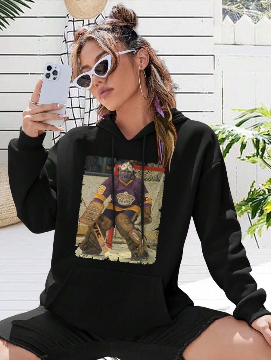 Rogie Vachon - Los Angeles Kings (.86 GAA) Hockey Big Size Women Hoodie Sweatwomen Hoodies For Women (70s 80s 90s) - Negro - Ver 1