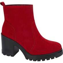 Women's Boots, With Track Sole, Suede Finish, Medium Heel And Red Color, Mod. 1177704 - 紅色 - 查看 2