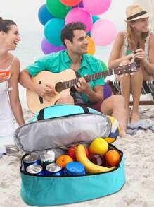 1 buc geantă de picnic pentru plajă, izolație pentru plajă și conservare a gheții (închidere cu fermoar, direcție aleatorie), geantă de picnic pentru plajă, conservare a căldurii, pentru femei, plasă transparentă, dublu strat, depozitare, capacitate mare, cumpărături, impermeabile, geantă de birou, prânz, gustări, geantă pentru școală, accesorii școlare, lucruri școlare