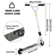 Stunt Scooter, Street Trick Scooter With 100mm PU Wheels ABEC-5 Bearings, Beginner Level Kick Scooter, Freestyle Stunt Scooter - White - View 2