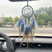 Crystal Car Pendant, Feather Wind Chime Rear View Mirror Hanging Ornament, Car Interior Accessories & Gift - one-size - View 8