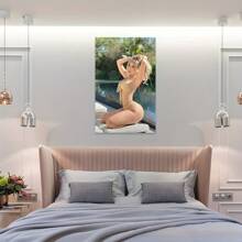 Impresión artística en lienzo de modelo de moda - Cartel de pintura al óleo de una señora sexy - Pintura en lienzo con marco de madera de 2.25 cm de grosor (3 piezas) de 0.9 pulgadas / 30 - Decoración del hogar, regalo, decoración de habitación, decoración de pared, regalo perfecto, decoración de pared de otoño e invierno, decoración de sala de estar, decoración de dormitorio, decoración de cocina, decoración de entrada, decoración de baño, pintura de pared directa, póster de pintura de pared de alta calidad