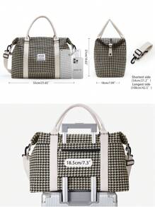 Oversized Travel Bag Houndstooth Pattern Letter Patch Decor Wet Dry Pocket Traveling Bag Plaid Beach Bag For Summer Travel Essentials For Holiday Summer Accessories For Vacation Travel Organizer Hospital Bag Travel Accessories For Camp For Suitcase Overnight Bag Gym Bag Duffle Bag Weekend Bag Duffel Bag For Luggage Carry On Bag College Bag Luggage Bags Weekender Bag Winter Bag For School School Accessories School Stuff - Multicolor - View 4