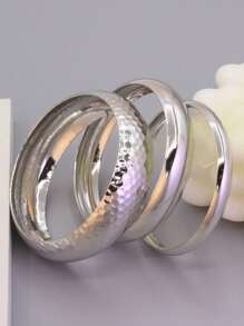 3 件简约金属圆形手镯，时尚别致，适合女性和情侣，日常佩戴