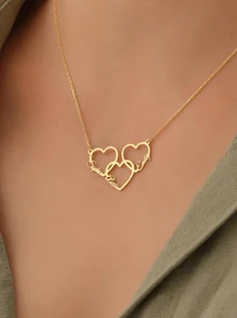 Customized Stainless Steel Name Necklace, Family Heart-Shaped Necklace, Personalized Name Necklace, Multi-Name Necklace, Gift For Wife, Gift For Mom, Mother's Day Gift - Multicolor-style 2 - View 4