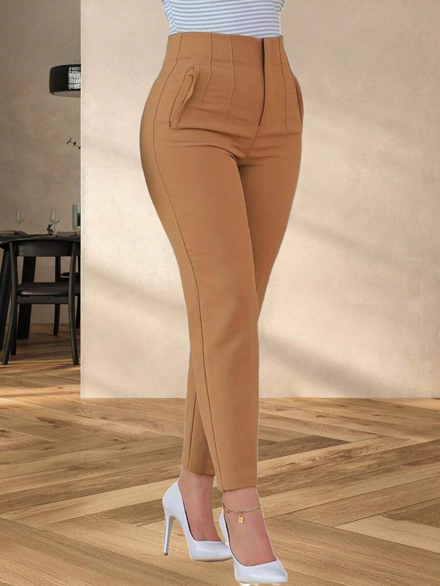 Pantalón con pinzas de cintura alta para dama