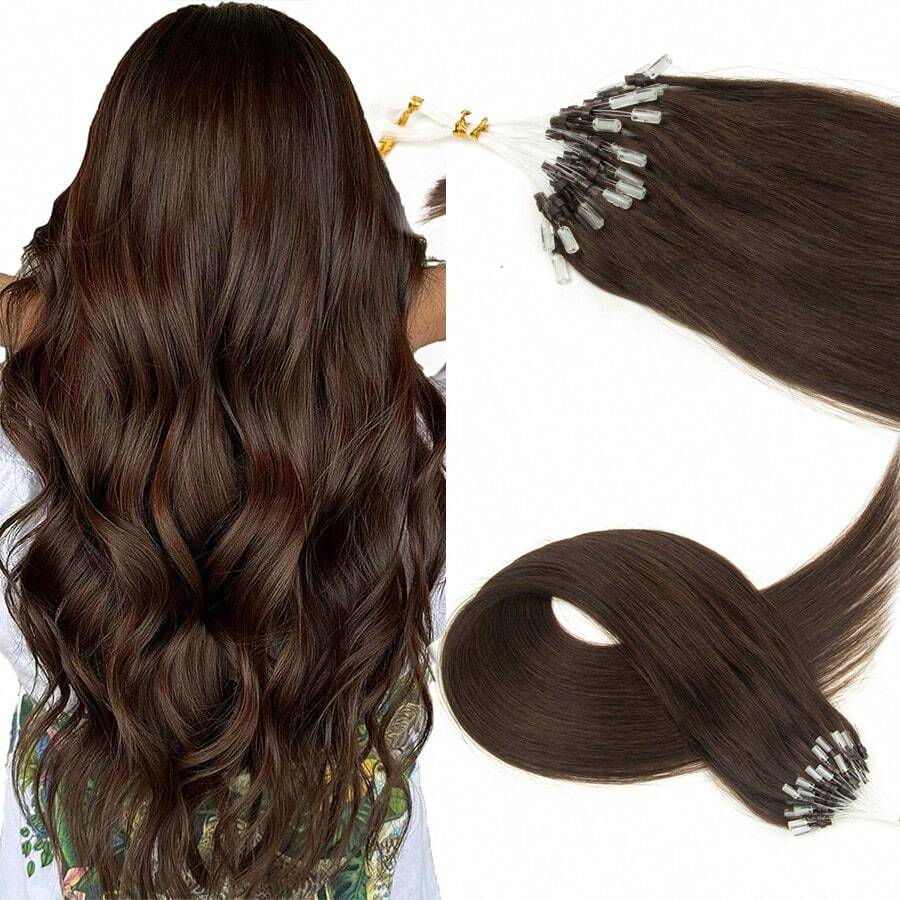 Micro Loop Hair Extensions Real Human Hair Microlink Hair Extensions Human Hair Black Microbead Hair Extensions 12-20 Inch 30g/50s - S2 - 查看 1