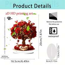 Easter Rabbit Ornament 2D Flat Acrylic Decorations Rose Tree Easter Eggs Bunny Desktop Decor Ornament Crafts - Hot Pink - View 2