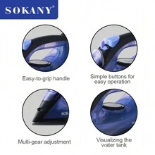 SOKANY SOKANY 1600W High-Power Steam Iron, Electric Iron, Clothes Wrinkle Remover, Can Be Quickly Heated, 5-Speed Temperature Control, Free Switching.190ML Large-Capacity Water Tank, No Need To Add Water Frequently, In Place At Once.Suitable For Families, A Home Helper Designed For Business People
