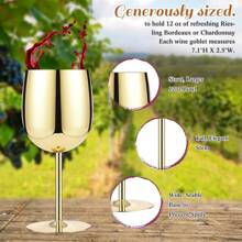 12 Pack Stainless Steel Wine Glasses Metal Unbreakable Wine Glass 12 Oz Portable Steel Wine Glass Wine Goblet Stemmed Wine Glasses Goblet Set For Party Travel Camping Outdoor Activity (Gold) - Multicolor - View 2
