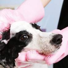 Guantes para bañar mascotas para uso transfronterizo, anti-arañazos y mordeduras, guantes de limpieza para mascotas, herramienta de baño para mascotas, guantes de silicona para mascotas