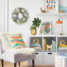 Artificial Door Wreath 22 Inch, Spring/Summer Wreath With Hydrangeas Lamb's Leaves Berries Welcome Board For Holiday Farmhouse Home Indoor Outdoor Wedding Party Wall Window Decor