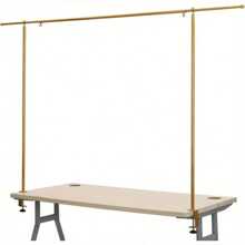 Tall Over The Table Rod Stand With Clamps Adjustable 135-250cm Gold Metal Table Arch Stand Table Clamp Stand Hanging Rail Party Stands For Decorations Wedding Anniversary (Gold)