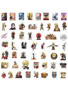 50pcs Vinland Saga Anime Graffiti Stickers, Japanese Style Funny Design, Suitable For Laptop Decoration, Waterproof PVC Material, Motorcycle Helmet, Car Stickers, Gift Box Decoration, Label Stickers, Envelope Sealing, Graffiti Stickers, Guitar, Notebook, Luggage DIY Decoration - Multicolor - View 8