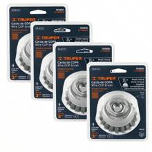 KIT 4 PZ-Carda copa 3' alambre trenzado , Multi-rosca, Truper - Plateado - Ver 1