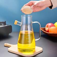 1 件 900ml 高硼硅玻璃油瓶带刻度防漏酱油/醋/调味容器耐热易清洗厨房配件