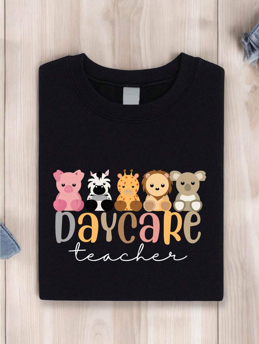 Daycare Teacher Shirt, Childcare T-Shirt, Daycare Provider Gift, Preschool Teacher Tee, Daycare Appreciation Teacher Shirts, Back To School TX-1010 - 黑色 - 查看 1