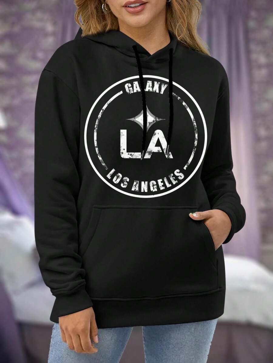 Galaxy Football Big Size Women Hoodie Sweatwomen Hoodies For Women LA Los Angeles Soccer - Black - View 1