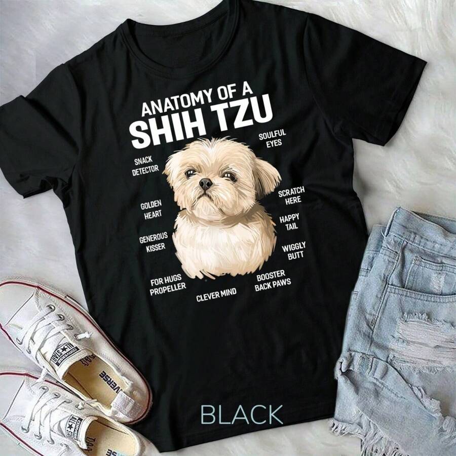 Anatomy Of A Shih Tzu Dog Funny Gift T-Shirt Unisex T-Shirt - Black - View 1