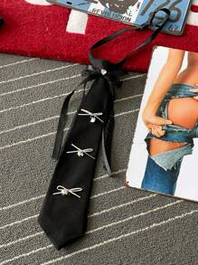 Elegante verstellbare Spitze Schleife Krawatte mit Strass für Frauen, einzigartiges Design geeignet für Lässig, Blusen, Partys, Festivals